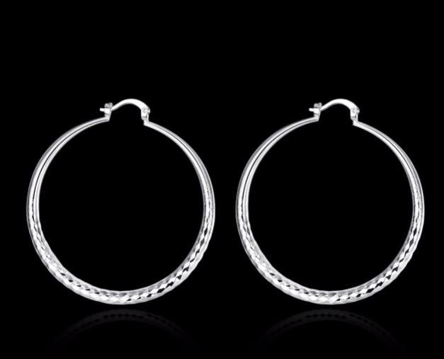 Silver Round Hoop Earrings